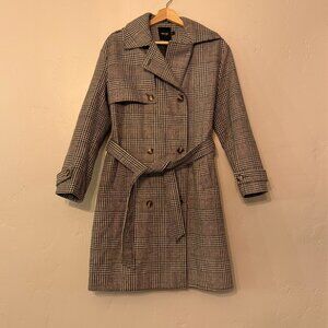 Nasty Gal Button Up Long Plaid Jacket Size 6